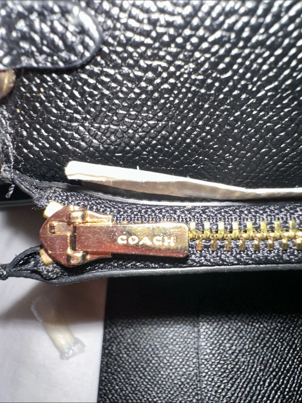 Coach Black Leather Envelope Wristlet Clutch with Gold Logo